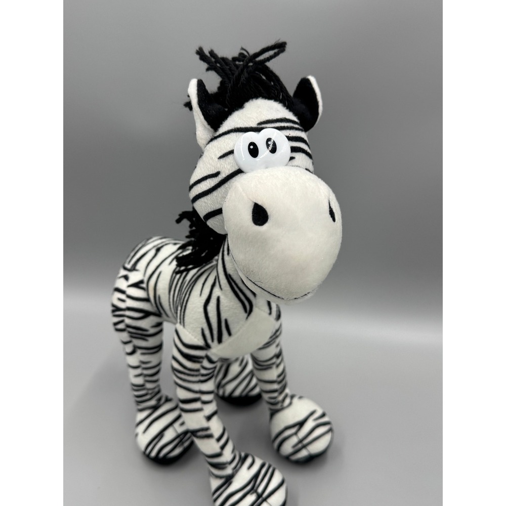 Goffa Zebra Plush Stuffed Animal Black White Striped 15 Inch Posable